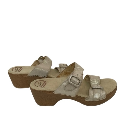 Dansko Sophie Metallica Slip On Leather sandal Champagne Gold Wize 40 - Picture 3 of 6